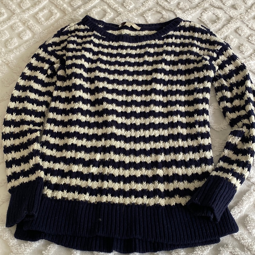 Loft blue and white stripe sweater